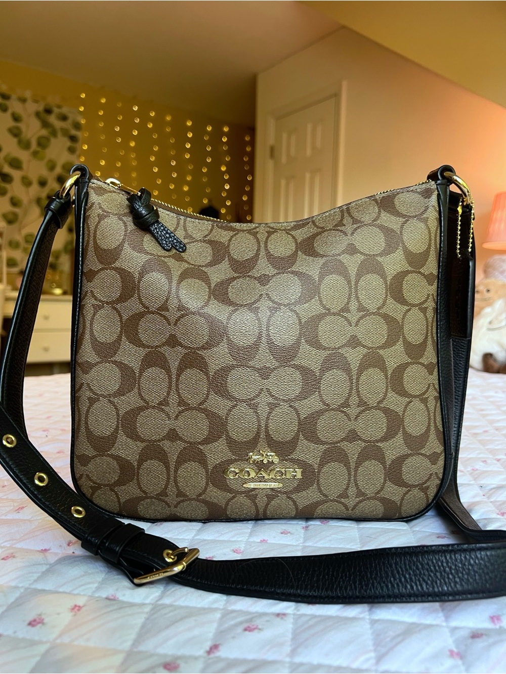 Coach CZ177 Ellie File Signature Monogram Canvas Leather Crossbody Bag Purse